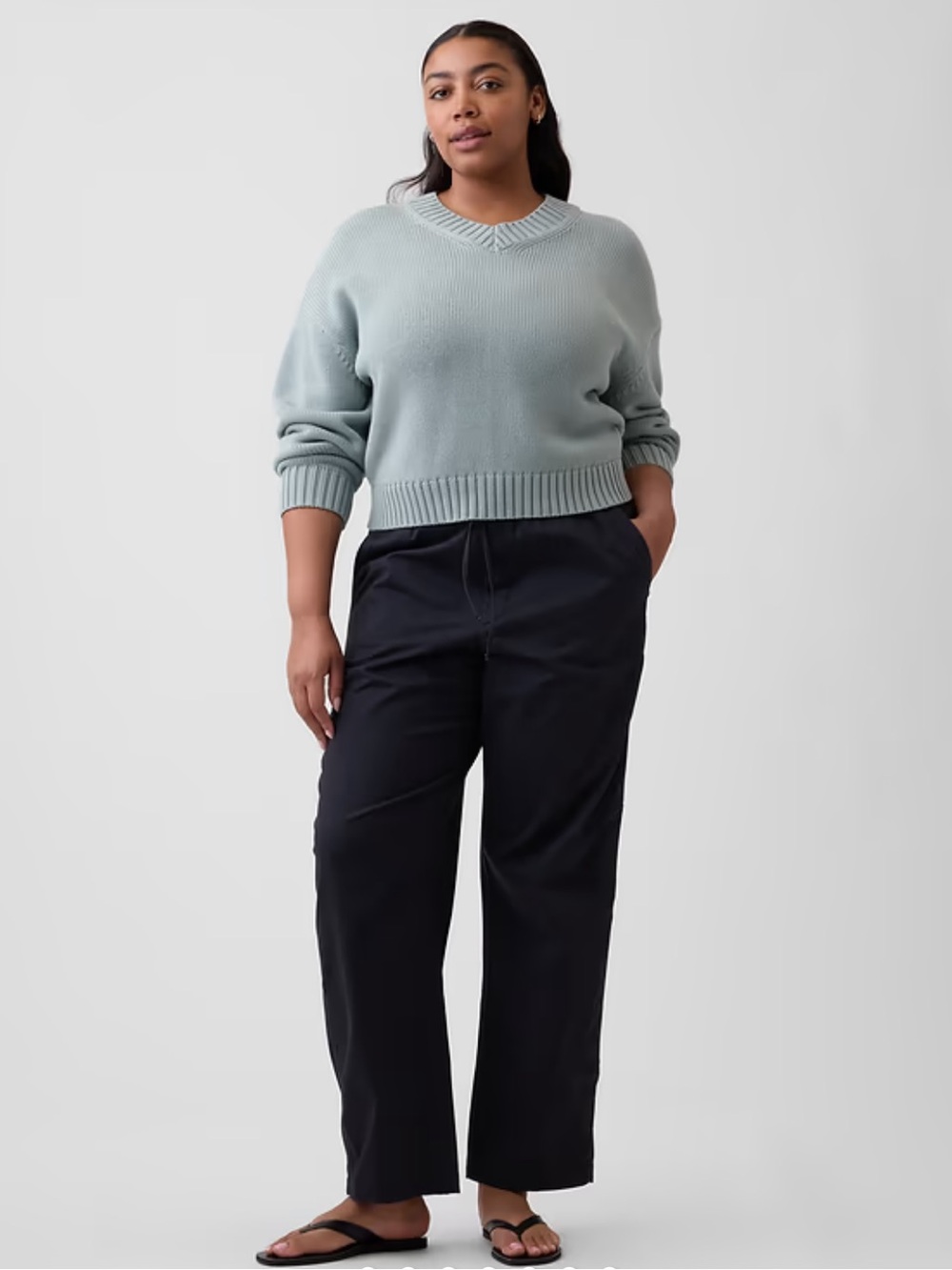 NWT Gap Factory Mid Rise Barrel Khakis Size Petite Medium Black Moonless Night